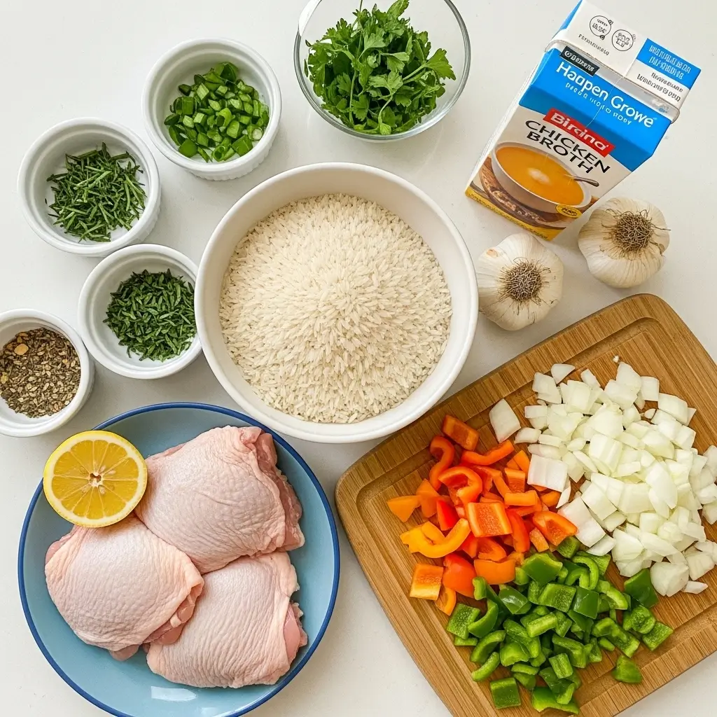 Slow Cooker Lemon Herb Chicken and Rice