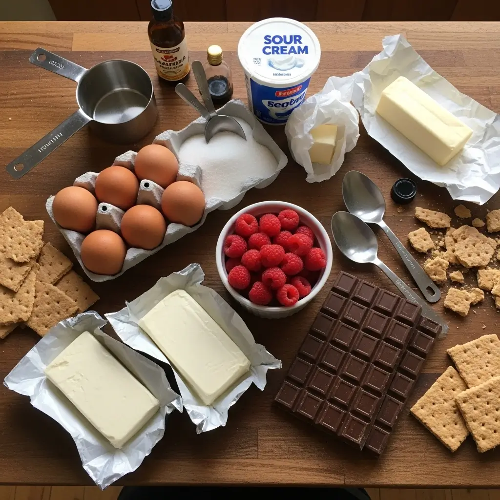 Dark Chocolate Raspberry Cheesecake