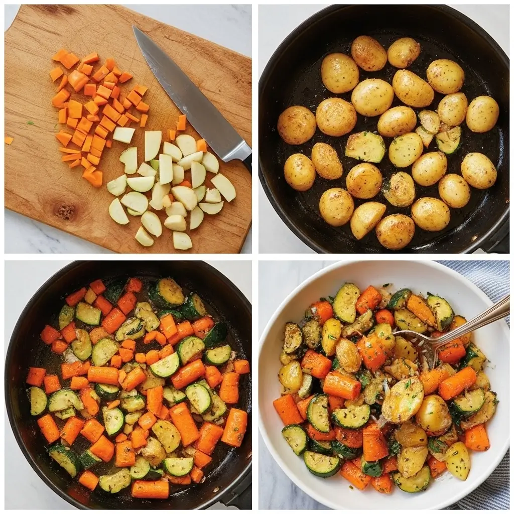 Roasted Potatoes Carrots and Zucchini