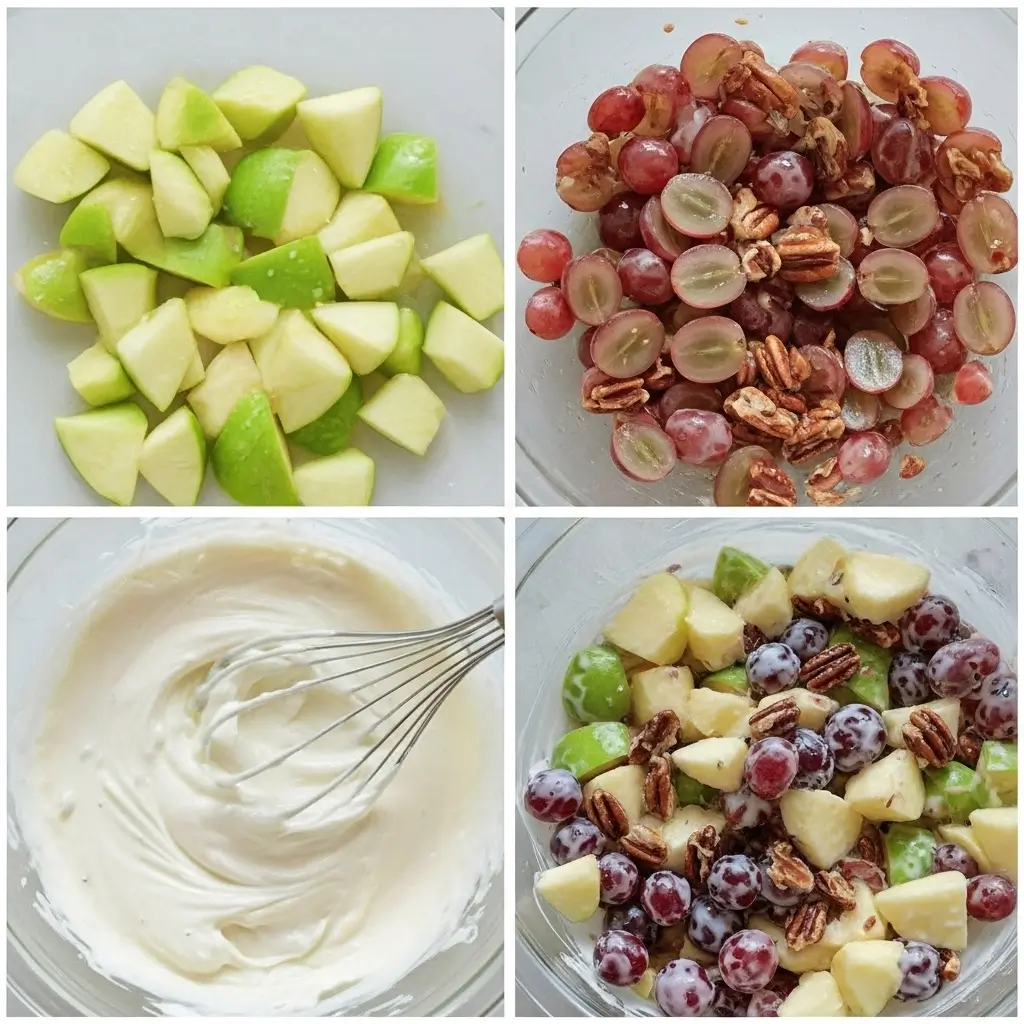 Creamy Apple Salad with Grapes & Pecans