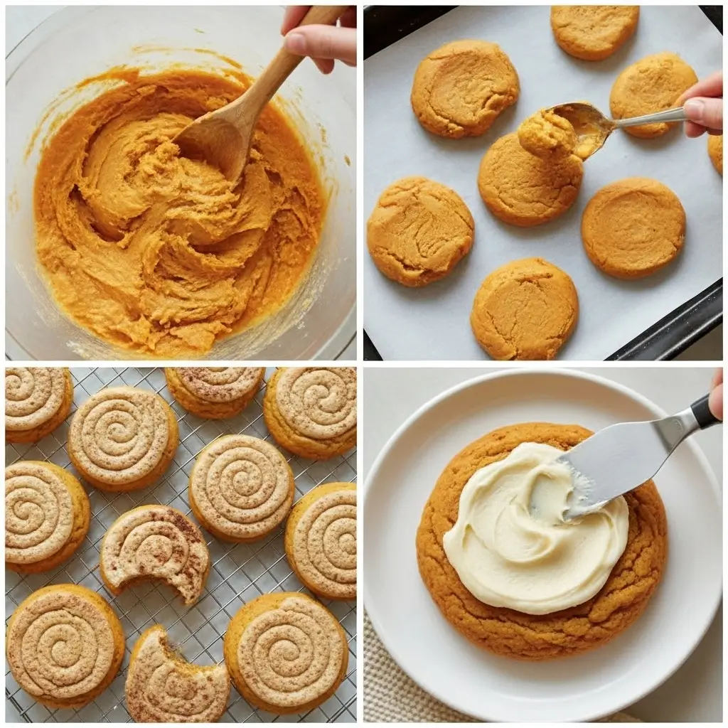 Soft Pumpkin Cookies with Cinnamon Frosting