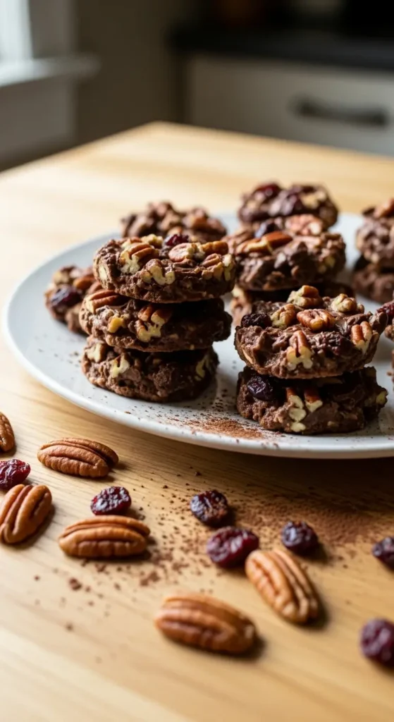 No-Bake Cranberry Pecan Praline Cookies