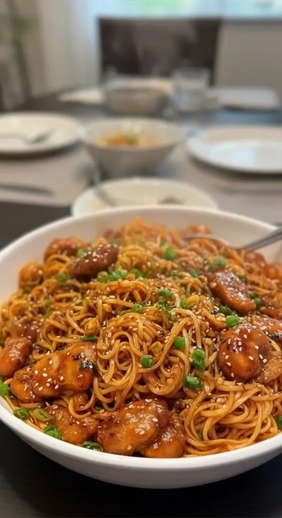 Sticky Garlic Chicken Noodles