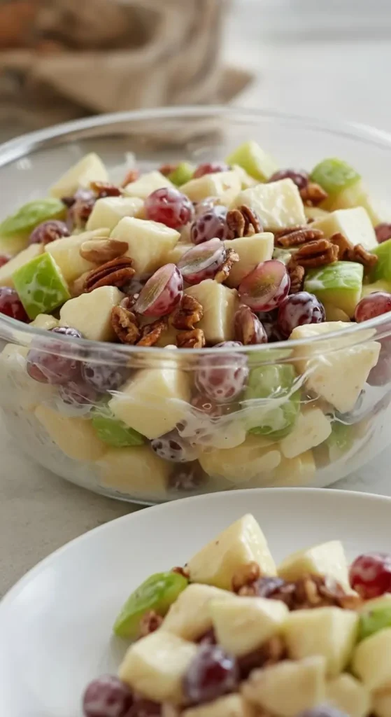 Creamy Apple Salad with Grapes & Pecans