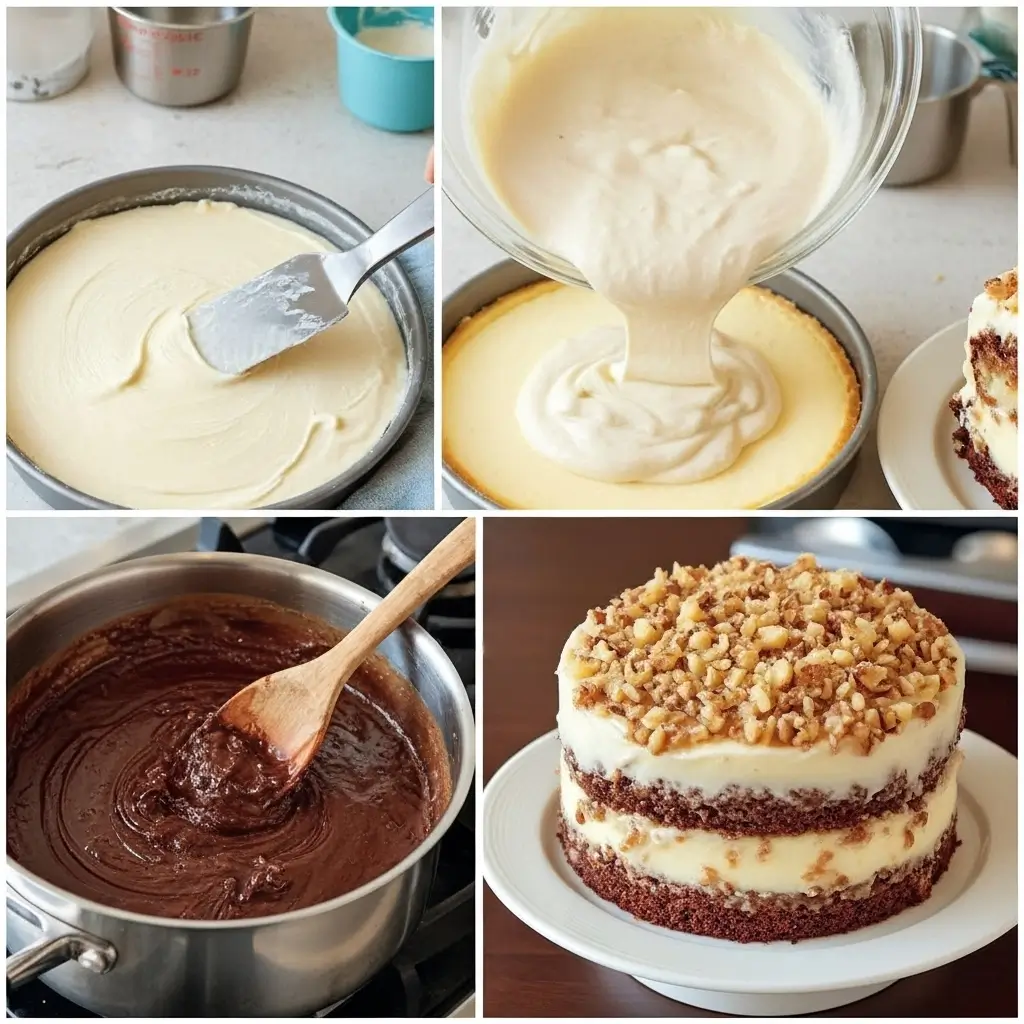 White German Chocolate Cake with a Cheesecake Center