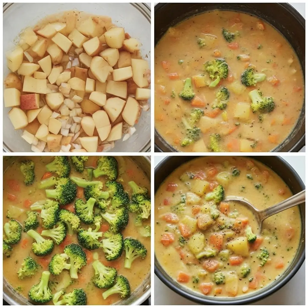 Crockpot Potato Broccoli Cheddar Soup