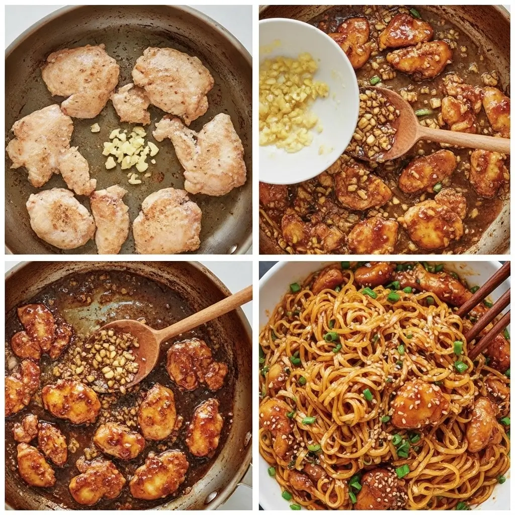 Sticky Garlic Chicken Noodles