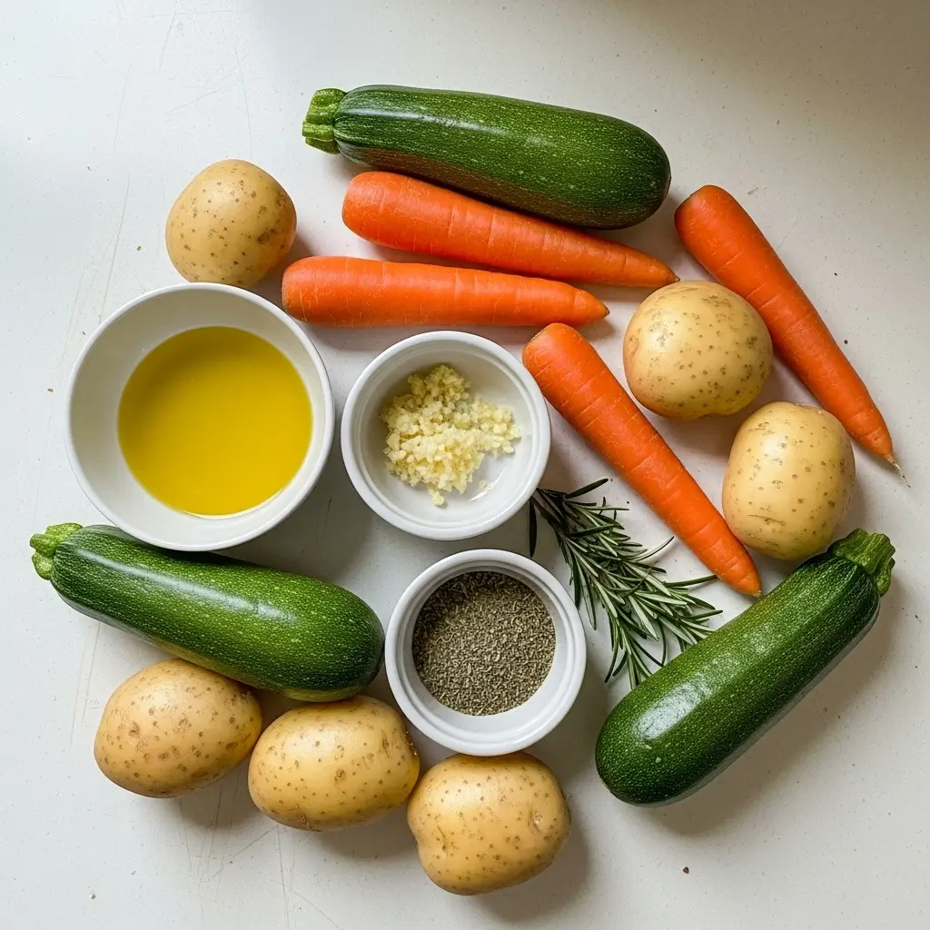 Roasted Potatoes Carrots and Zucchini
