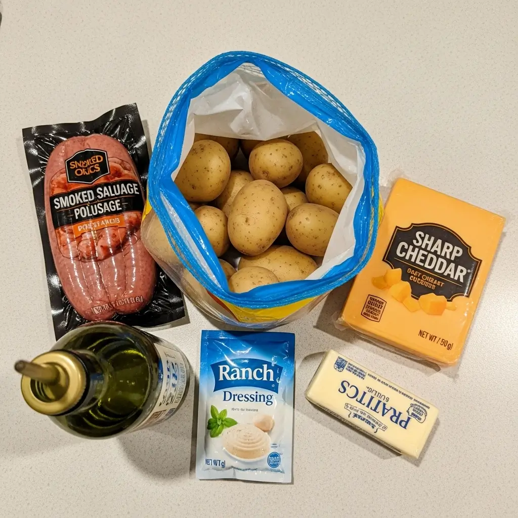 Cheesy Ranch Potatoes and Smoked Sausage