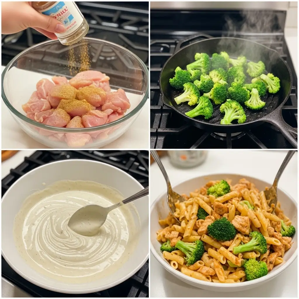Cheesy Ranch Chicken and Broccoli Pasta Skillet