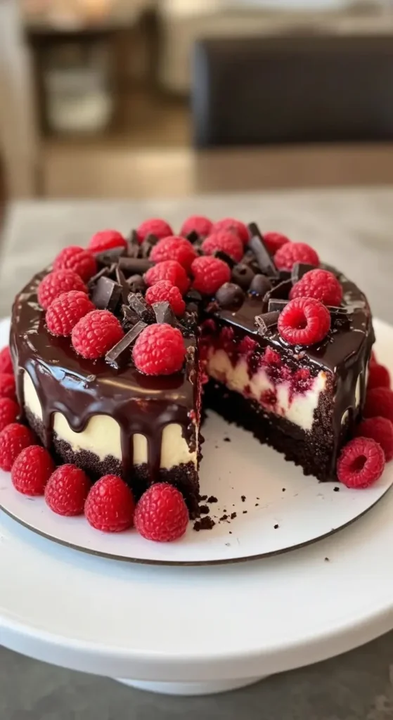 Dark Chocolate Raspberry Cheesecake
