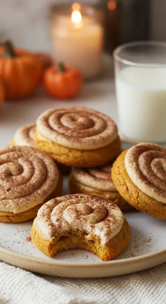 Soft Pumpkin Cookies with Cinnamon Frosting